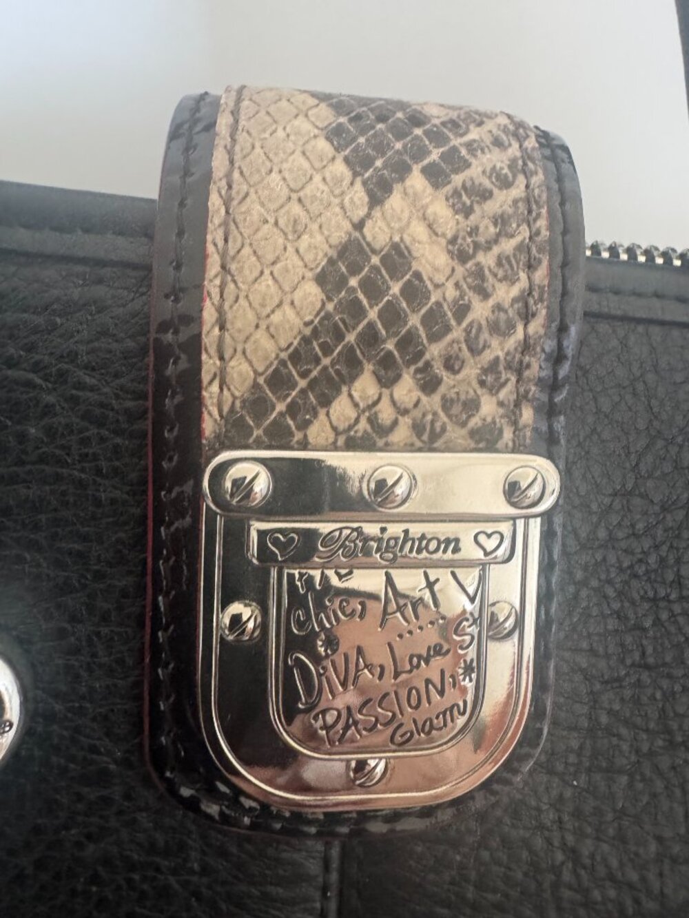 Brighton Queen of Love Satchel | Black & Snakeskin - Picture 5 of 10